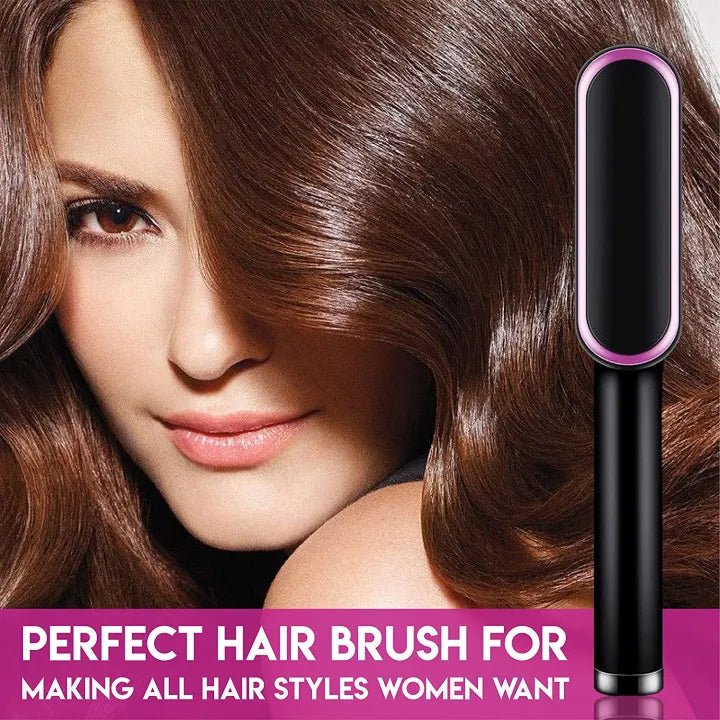 "2-in-1 Electric Hair Straightener & Curler – Heating Styling Brush & Comb | Multi-Color Model 909"