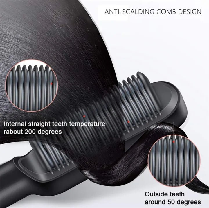 "2-in-1 Electric Hair Straightener & Curler – Heating Styling Brush & Comb | Multi-Color Model 909"