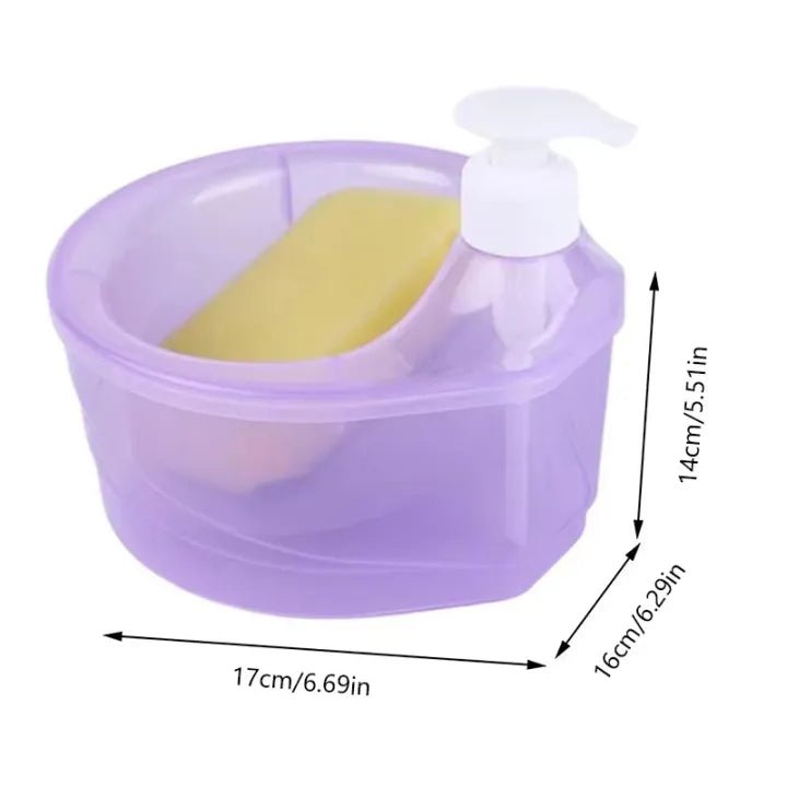 "2-in-1 Liquid Soap Dispenser with Sponge Caddy | Elegant Chrome Plastic Pump Bottle.