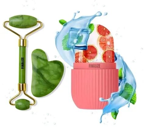 "3-in-1 Natural Jade Facial Set – Jade Roller, & Ice Roller for Face, Eyes, Neck & Body"