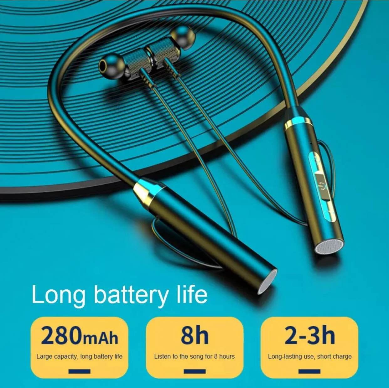 Bluetooth 5.2 Neckband Earphones with Mic – Magnetic, Waterproof.