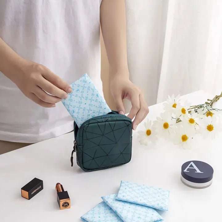 Chic Hygiene Pad Pouch for Women | Sanitary Pad, Tampon & Makeup Organizer Bag