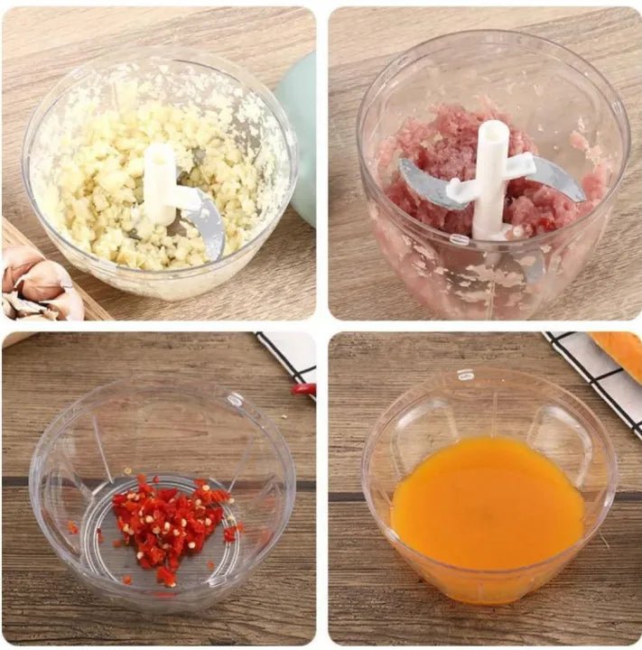 "Manual Speedy Chopper & Hand Food Processor – 900ML (5 Blades) & 500ML (3 Blades) – Quick & Easy