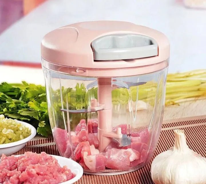 "Manual Speedy Chopper & Hand Food Processor – 900ML (5 Blades) & 500ML (3 Blades) – Quick & Easy