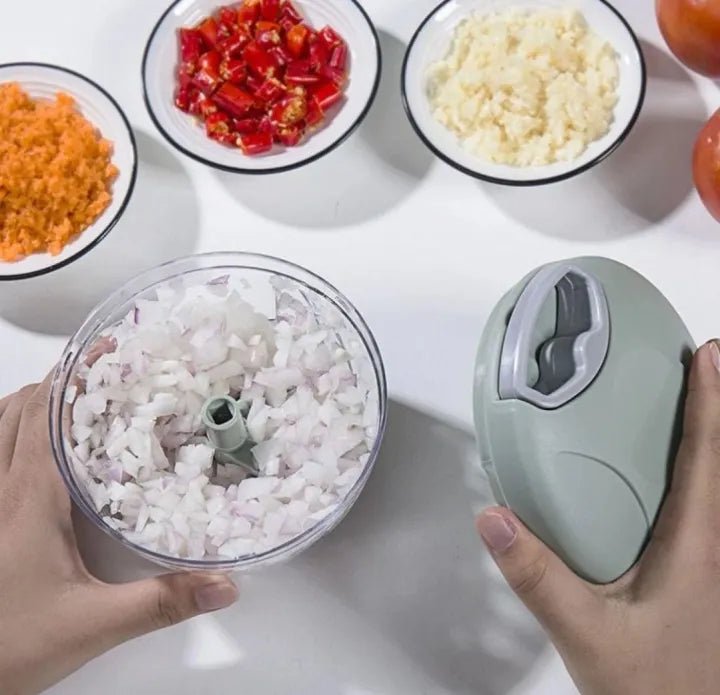 "Manual Speedy Chopper & Hand Food Processor – 900ML (5 Blades) & 500ML (3 Blades) – Quick & Easy