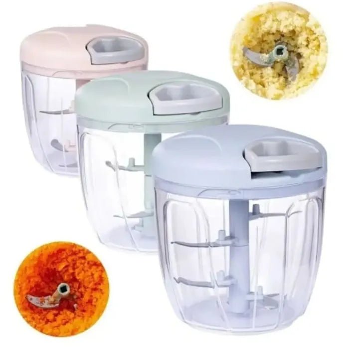 "Manual Speedy Chopper & Hand Food Processor – 900ML (5 Blades) & 500ML (3 Blades) – Quick & Easy