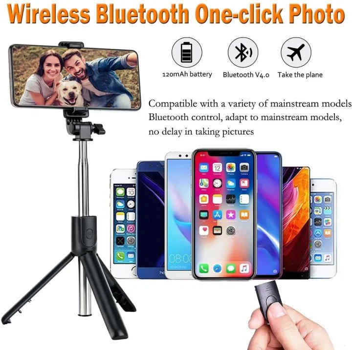 "Original 4-in-1 Wireless Selfie Stick Tripod – Adjustable 70cm to 170cm Height