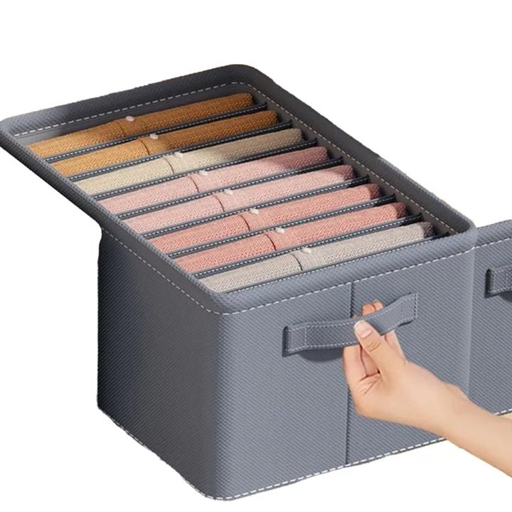 "Premium 6-Grid Wardrobe Clothes Organizer – Foldable Jeans & Drawer Storage Box.