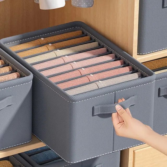 "Premium 6-Grid Wardrobe Clothes Organizer – Foldable Jeans & Drawer Storage Box.