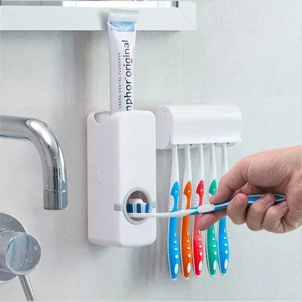 "Premium Bathroom Set – Automatic Toothpaste Dispenser & Toothbrush Holder,