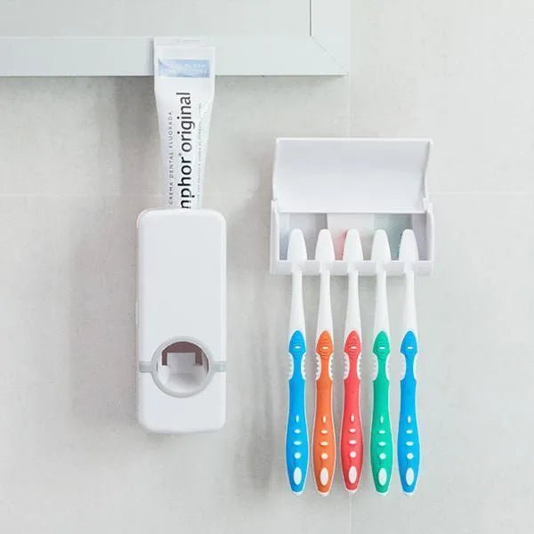 "Premium Bathroom Set – Automatic Toothpaste Dispenser & Toothbrush Holder,